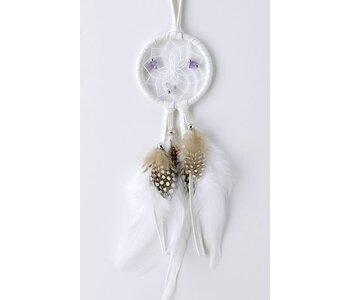 2" Dream Catcher - Silver Metal Beads - White