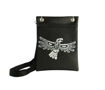 Embroidered Nylon Passport Pouch  Circle Raven Connie Dickens