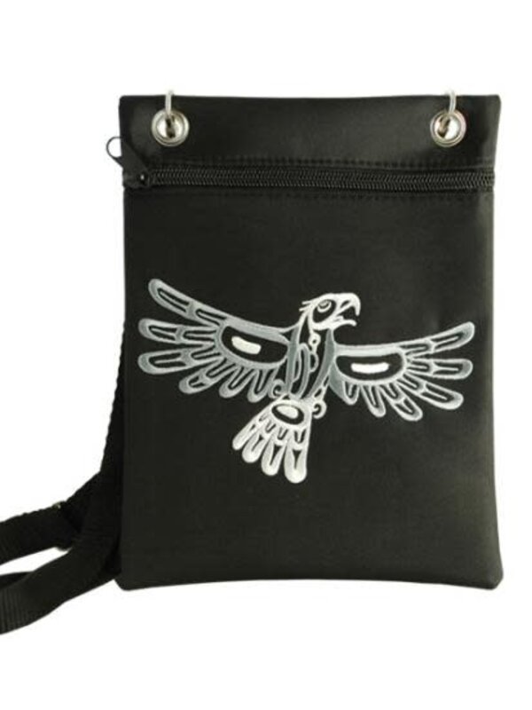 Embroidered Nylon Passport Pouch  Circle Raven Connie Dickens
