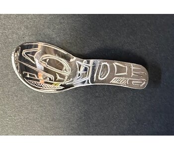 Hand Carved 2" Silver Spoon Pendant - Eagle by Shirley Stanley