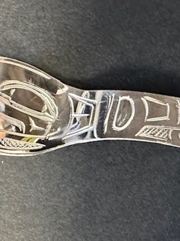 Hand Carved 2" Silver Spoon Pendant - Eagle by Shirley Stanley