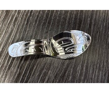 Hand Carved 2" Silver Spoon Pendant - Frog by Shirley Stanley