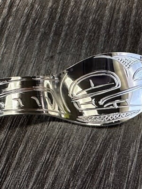 Hand Carved 2" Silver Spoon Pendant - Frog by Shirley Stanley