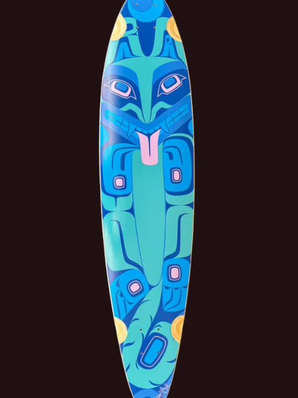 40" Longboard Deck - G̱ooch een.aax’w (Wolf Family) design by Crystal Worl