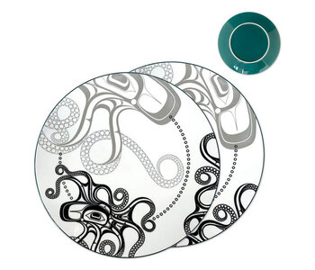 Porcelain Art Dinner Plates (Set of 2) - Octopus (Nuu) by Ernst Swanson