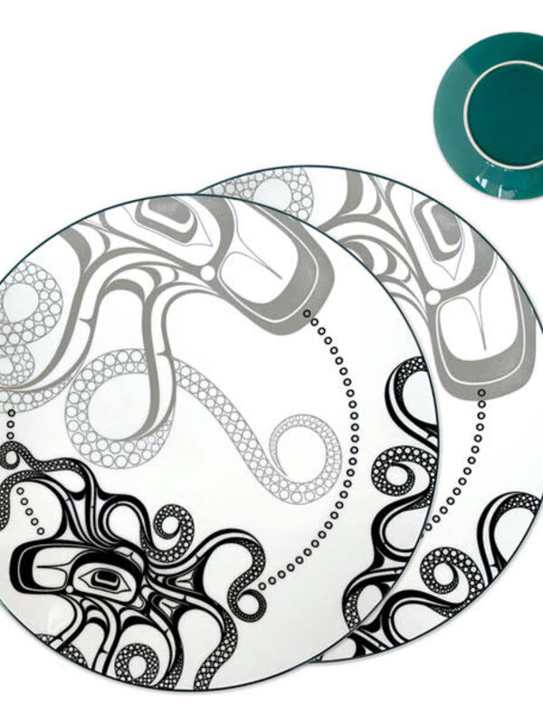 Porcelain Art Dinner Plates (Set of 2) - Octopus (Nuu) by Ernst Swanson