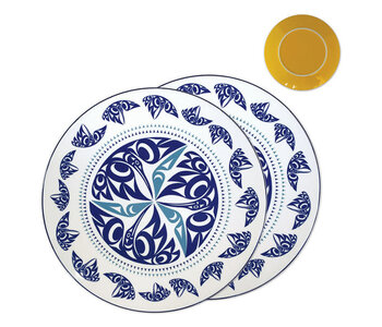 Porcelain Art Dinner Plates (Set of 2) - Hummingbird by Maynard Johnny Jr