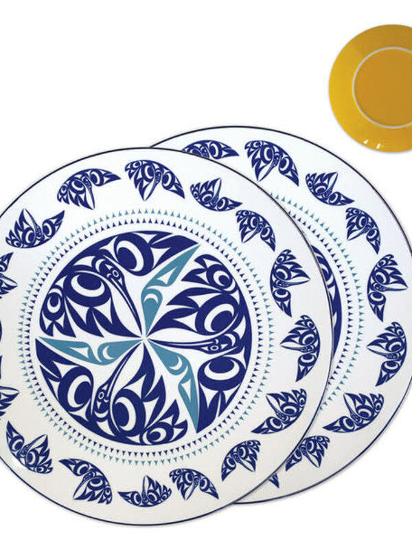 Porcelain Art Dinner Plates (Set of 2) - Hummingbird by Maynard Johnny Jr