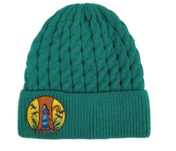 Embroidered Knitted Hat    Strong Earth Woman by Leah Dorian