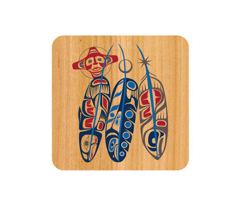 Cork-Backed Coaster - Salmon Life Cycle (Feathers)