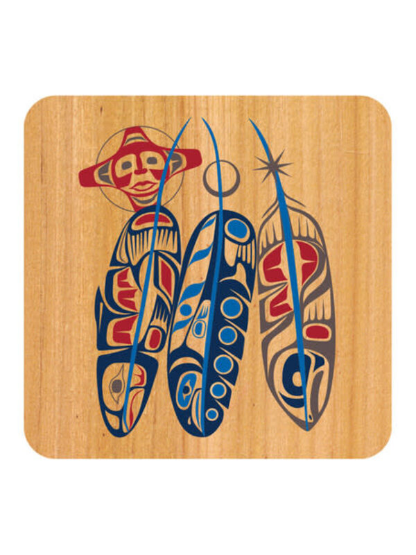 Cork-Backed Coaster - Salmon Life Cycle (Feathers)