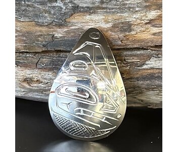 Hand Carved Teardrop Killer Whale Pendant by Shirley Stanley