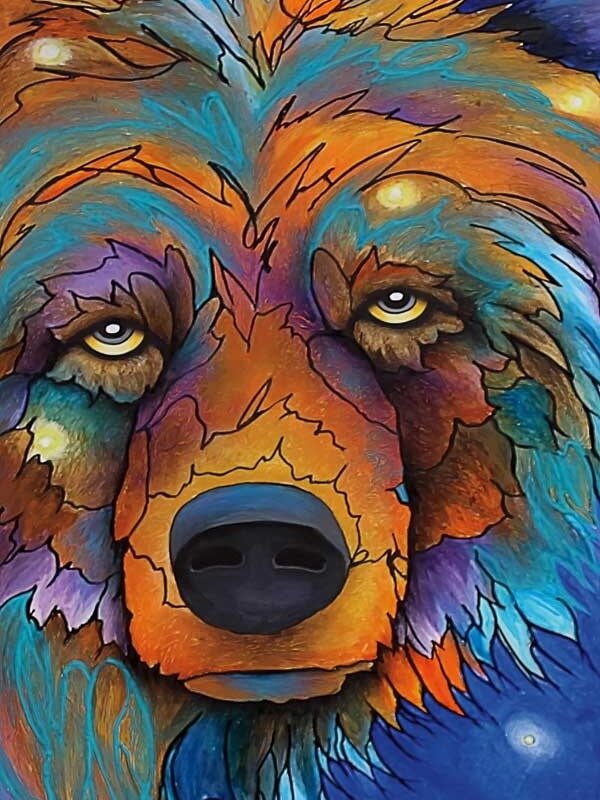 Framed & Matted Art Card-Whimsical Griz by Micqaela