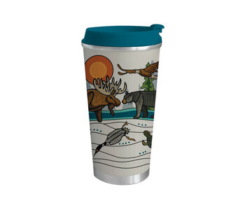 Art Travel Mug (18oz) - All My Relatives (Indinawemaaganidag) by Storm Angeconeb