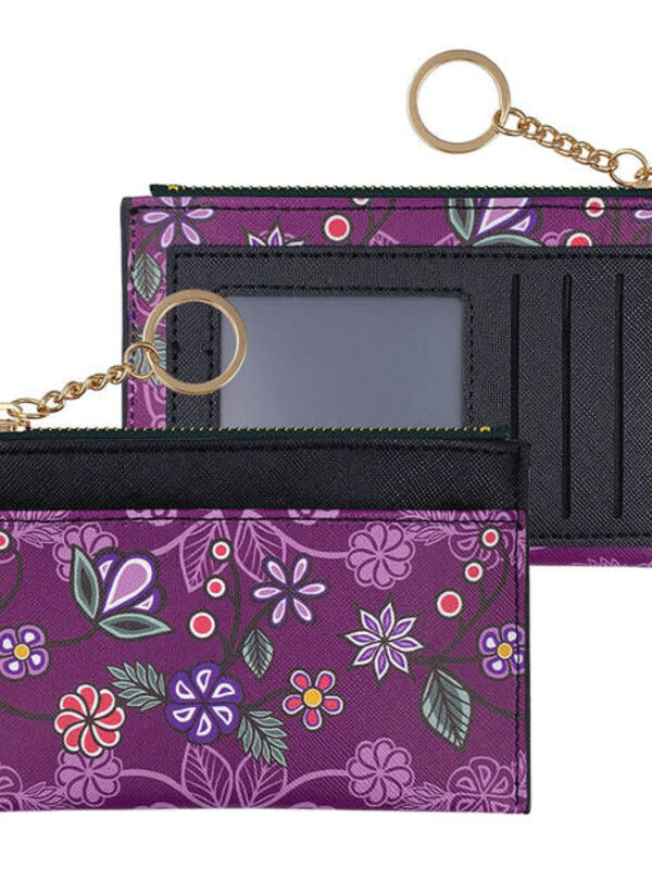 Zippered Card Wallet - Ojibwe Florals by Storm Angeconeb