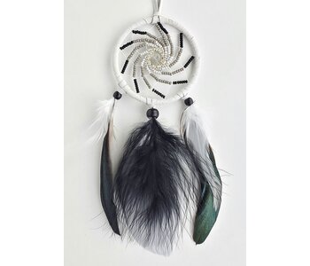 2.5" Fire - beaded dream catcher - Grey