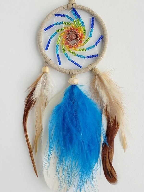 2.5" Fire - beaded dream catcher - Tan