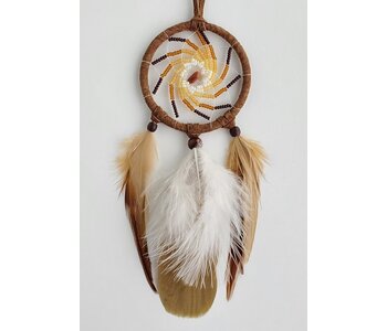 2.5" Fire - beaded dream catcher - Brown