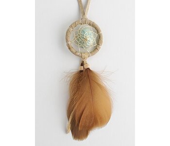1.5" Double web Dream Catcher with Precious stone - Tan