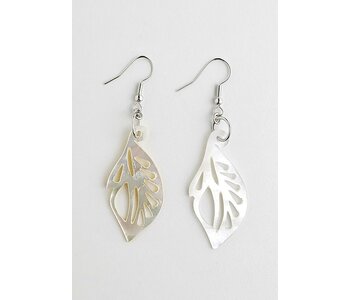 Mother of Pearl Shell Earrings in Leaf Shape