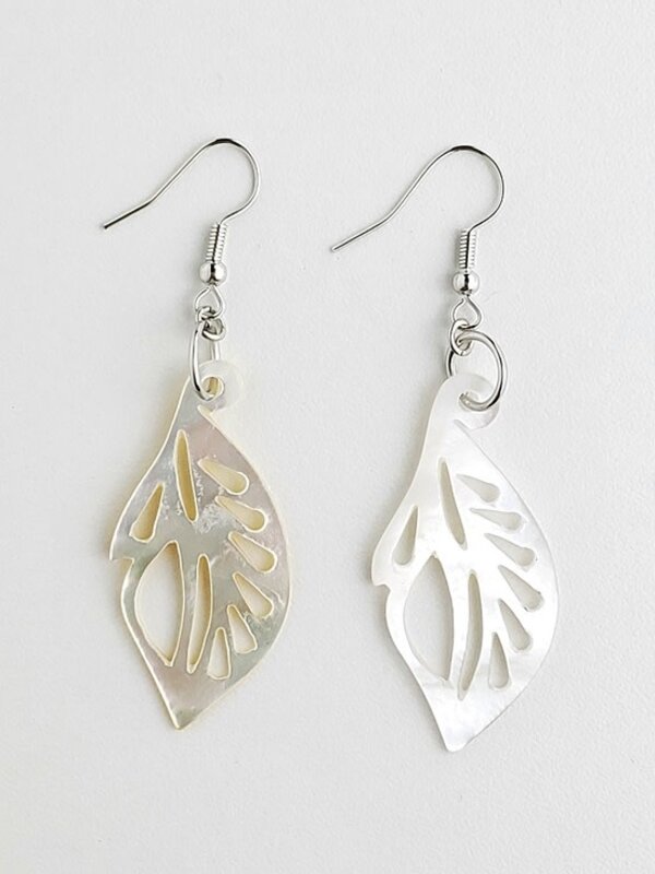 Monague Mother of Pearl Shell Earrings in Leaf Shape
