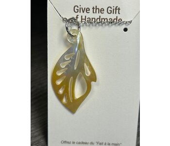 Mother of Pearl Shell Pendant - Leaf