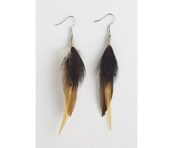 Natural Quill and Brown spotted Guinea Feather Earrings