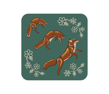 Cork Based Coaster - Foxes by Storm Angeconeb