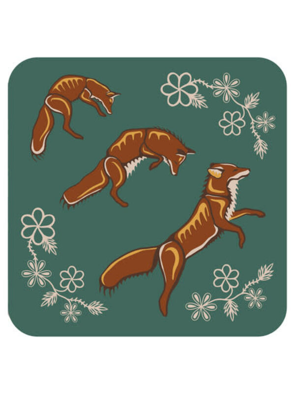 Cork Based Coaster - Foxes by Storm Angeconeb