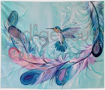 50" x 60" Fleece Blanket - Hummingbird Feathers by Carla Joseph