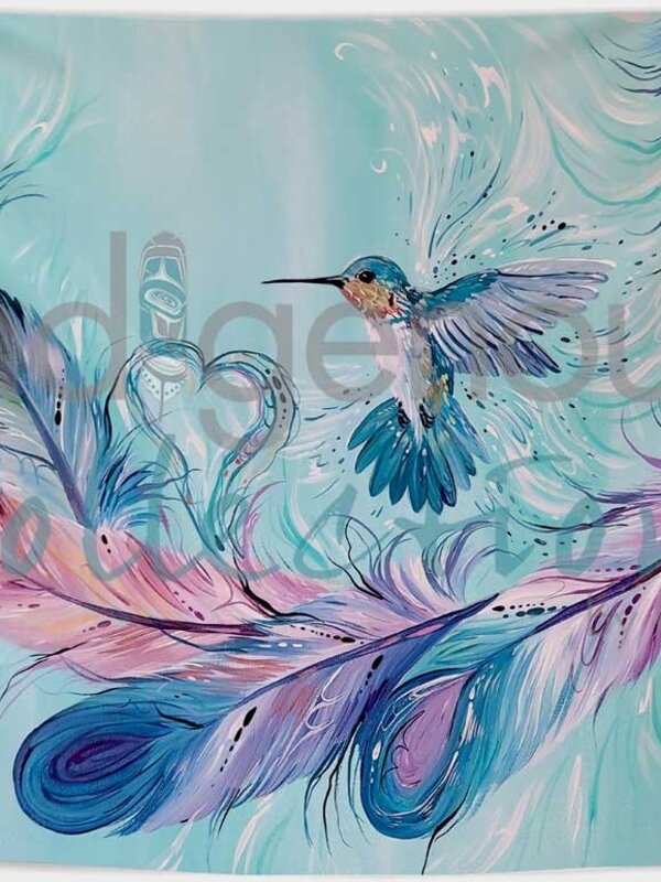 50" x 60" Fleece Blanket - Hummingbird Feathers by Carla Joseph