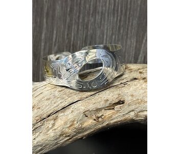 Hand Carved Cutout Bracelet Wolf by Shirley Stanley