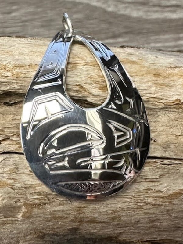 Hand Carved Cutout Pendant Wolf by Shirley Stanley