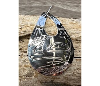Hand Carved Cutout Pendant Raven by Shirley Stanley