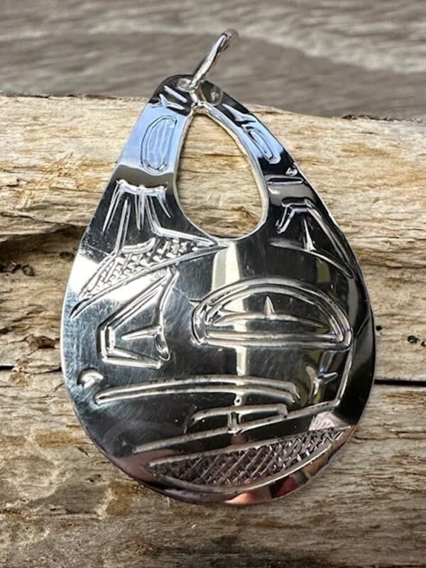 Hand Carved Cutout Pendant Raven by Shirley Stanley