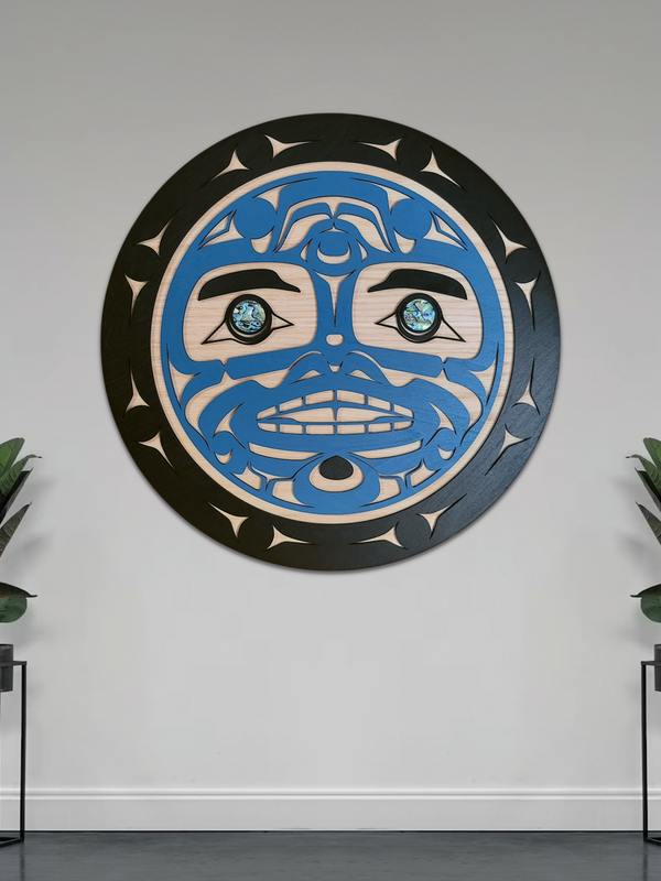 15" Wall Plaque - New Moon w Black Ring by Raven Wolden