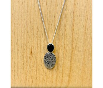 Silver Cast Pendant w Black onyx- Hummingbird Transforming