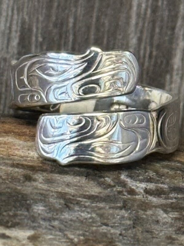 Silver Cast Double Eagle Wrap ring s7