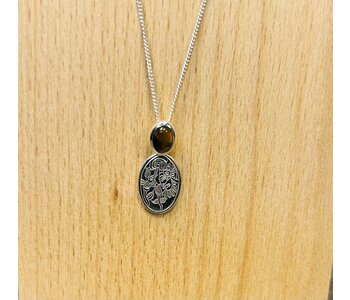 Silver Cast Pendant w Tiger Eye - Transforming Hummingbird