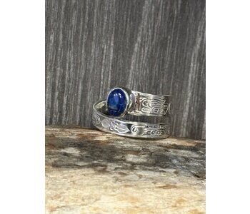 Silver Cast Mother Bear Ring - Lapis Lazuli Stone Stone S8