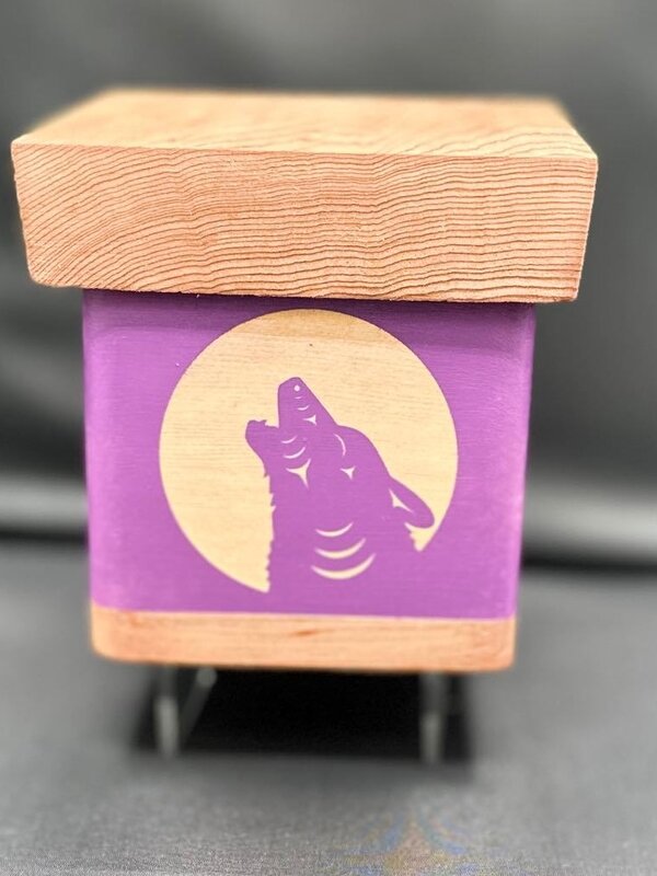 Traditional Hand Painted 4" Cedar Bentwood Box - Howl by Matt Gong