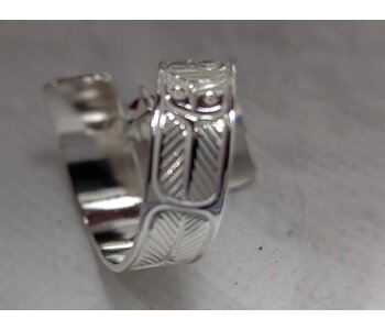 Hand Carved silver wrap ring w CZ sz 8 - Eagle by Richard Lang