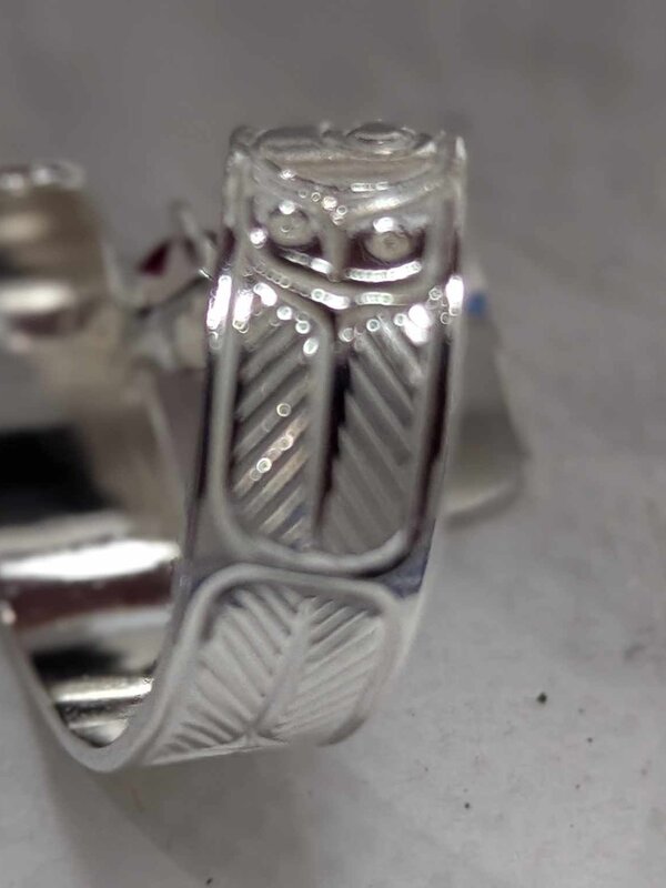 Hand Carved silver wrap ring w CZ sz 8 - Eagle by Richard Lang