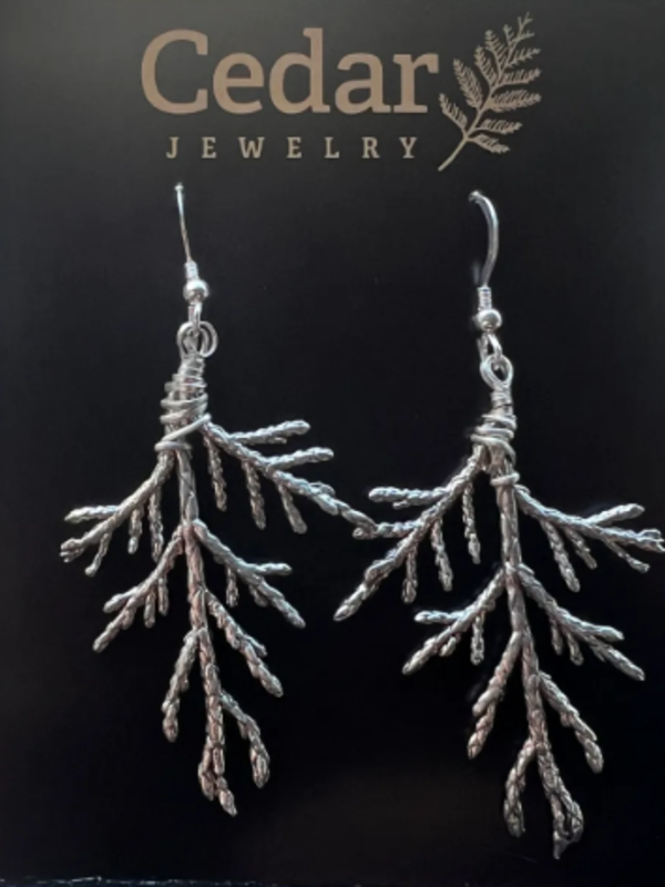Silver Cast Cedar Earrings by Michael Hill