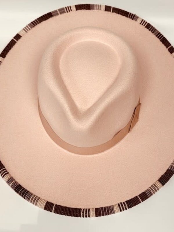 Hand Beaded Wide brim hat by Rosalie Giroux