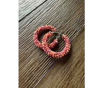 Large Beaded Hoop Earrings by Jenn Carman