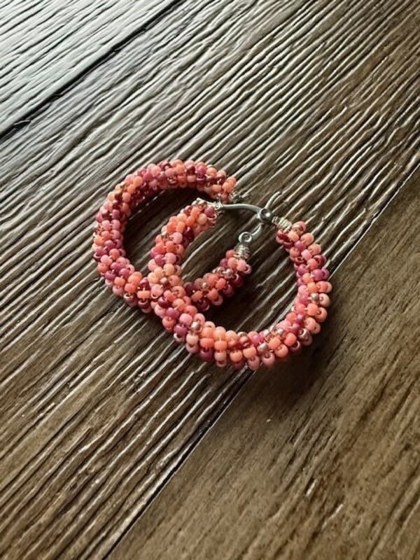 Large Beaded Hoop Earrings by Jenn Carman