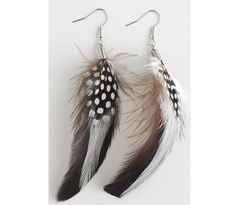 Natural Quill Rooster and spotted guinea feather earrings