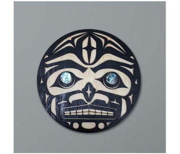 15"  Wall Plaque - Coast Salish Moon with Abalone eyes by Raven Wolden