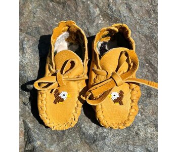 Hand Made New Baby Moccasin with Eagle beading by Dena Leon